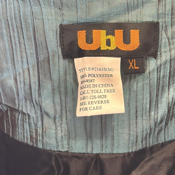 UBU Teal Ruched Pillow Jacket Crinkled Pleated Longline Lightweight Windbreaker - Picture 7 of 15